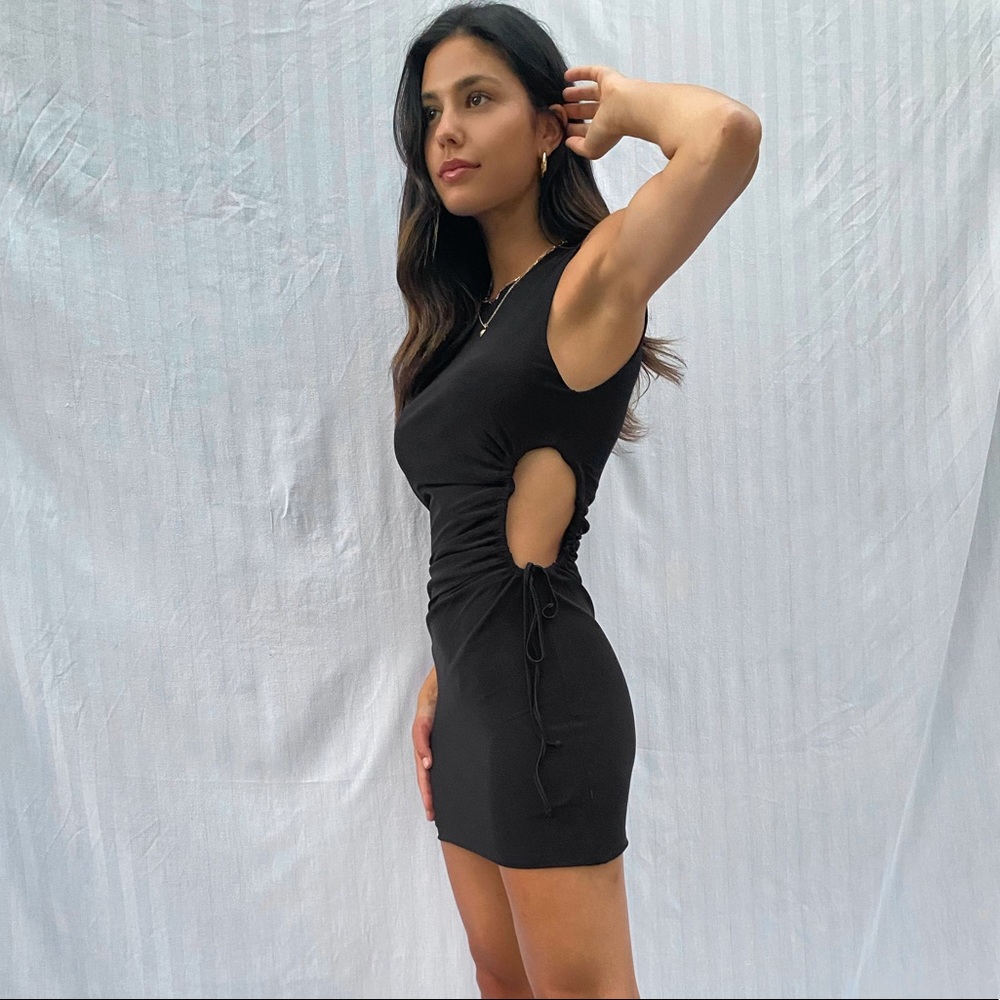 Glassons Cutout Mesh Mini Dress tie side